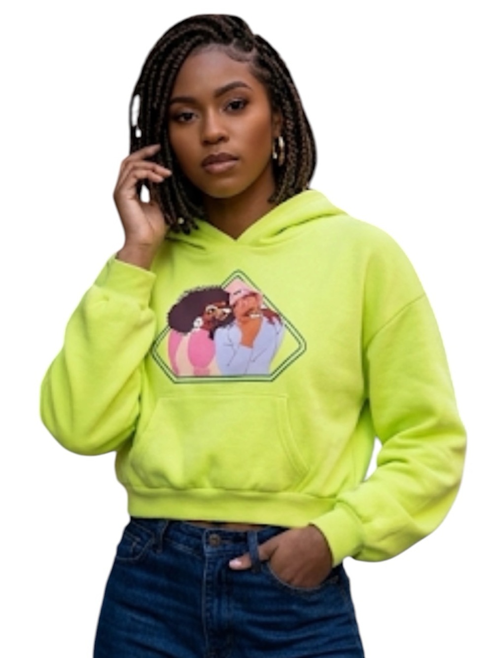 Black History Croped Yellow Lime Sweatshirt Size: Medium